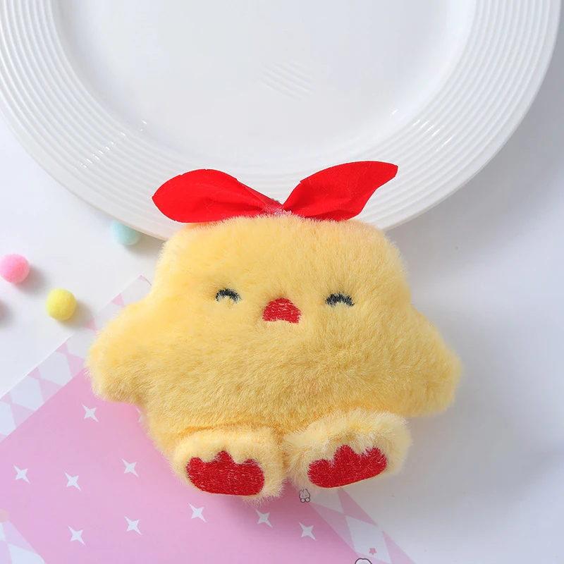 Kawaii Squeak Hello Kitty Plush Pendant Cartoon Chick Stuffed Doll Keychain Car Key Ring Backpack Bag Decor Kid Gift