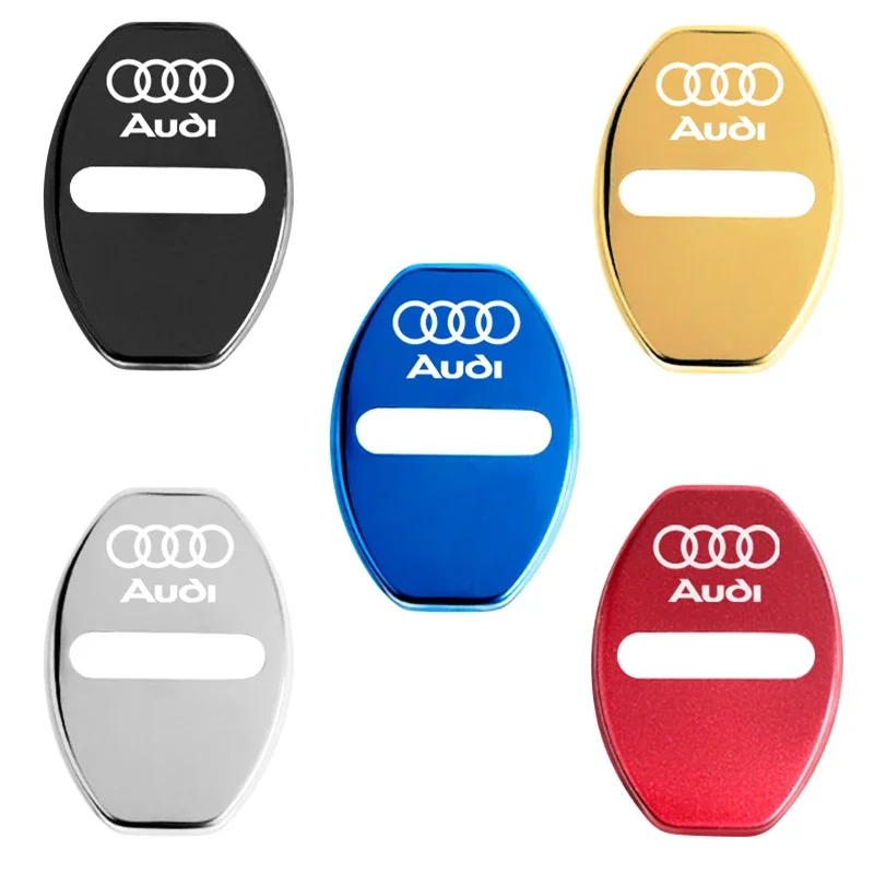 4pcs Car Door Lock Cover Badge Sticker for Audi A3 A4 B8 8P B9 8V B6 A5 B7 A1 A6 C6 Q3 Q5 C7 I8 kuga Auto Decoration Accessories