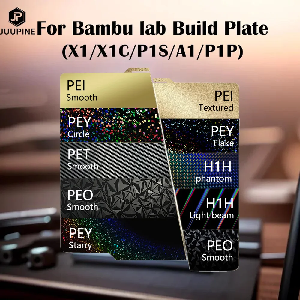 For Bambu Lab Build Plate x1 X1C Holographic Pey Sheet Pet Pei Texture 257x257 Peo Sheet For Bambulab P1P Lab Bamboo Heated Bed