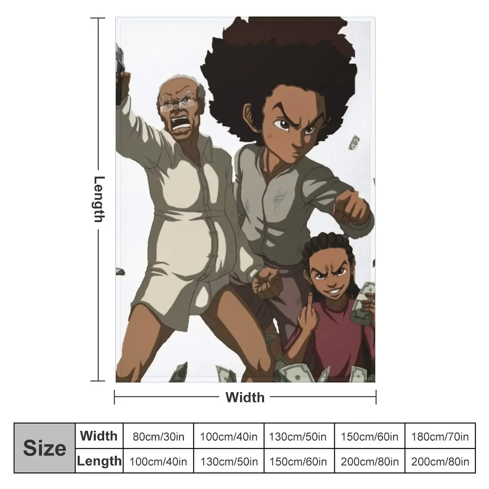 The Boondocks Huey Throw Blanket Picnic Summer Personalized Gift Blankets