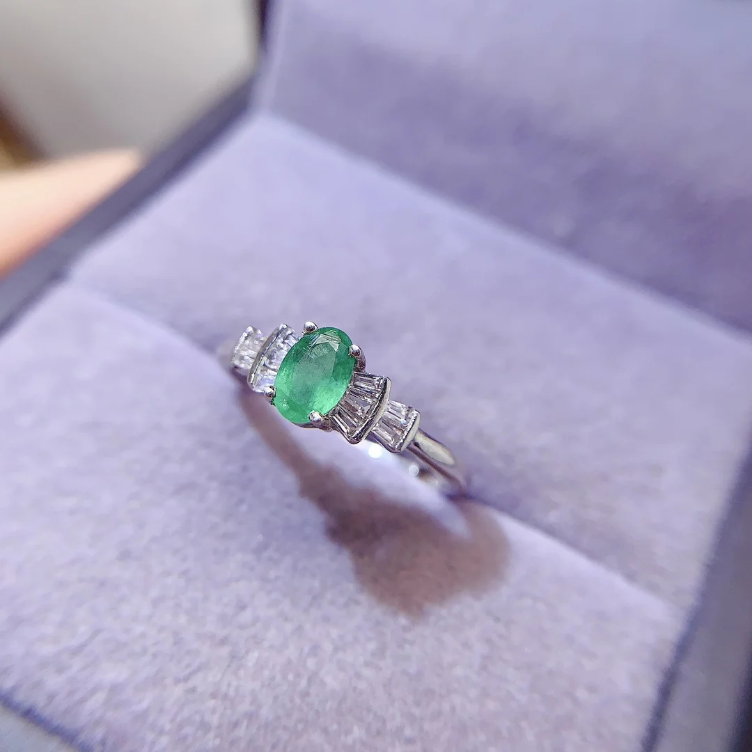 

SHILOVEM 925 sterling silver Natural Emerald rings classic fine Jewelry women wedding gift wholesale 4*6mm lj0406851agml