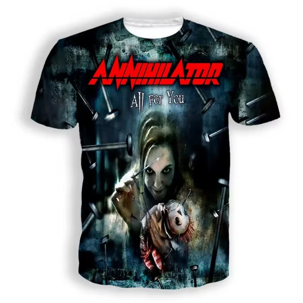 Rock Band Annihilator 3D Printed Men\'s T-Shirts Fashion Oversized Streetwear Casual Short Sleeve Hip Hop Tops Unisex Clothing