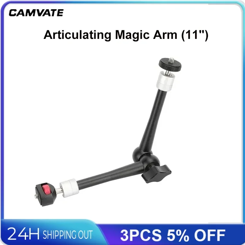 CAMVATE 11inch Articulating Magic Arm With Adjustable 360° Rotation Ball Heads on Both Ends Support Monitor Light Extension Arm