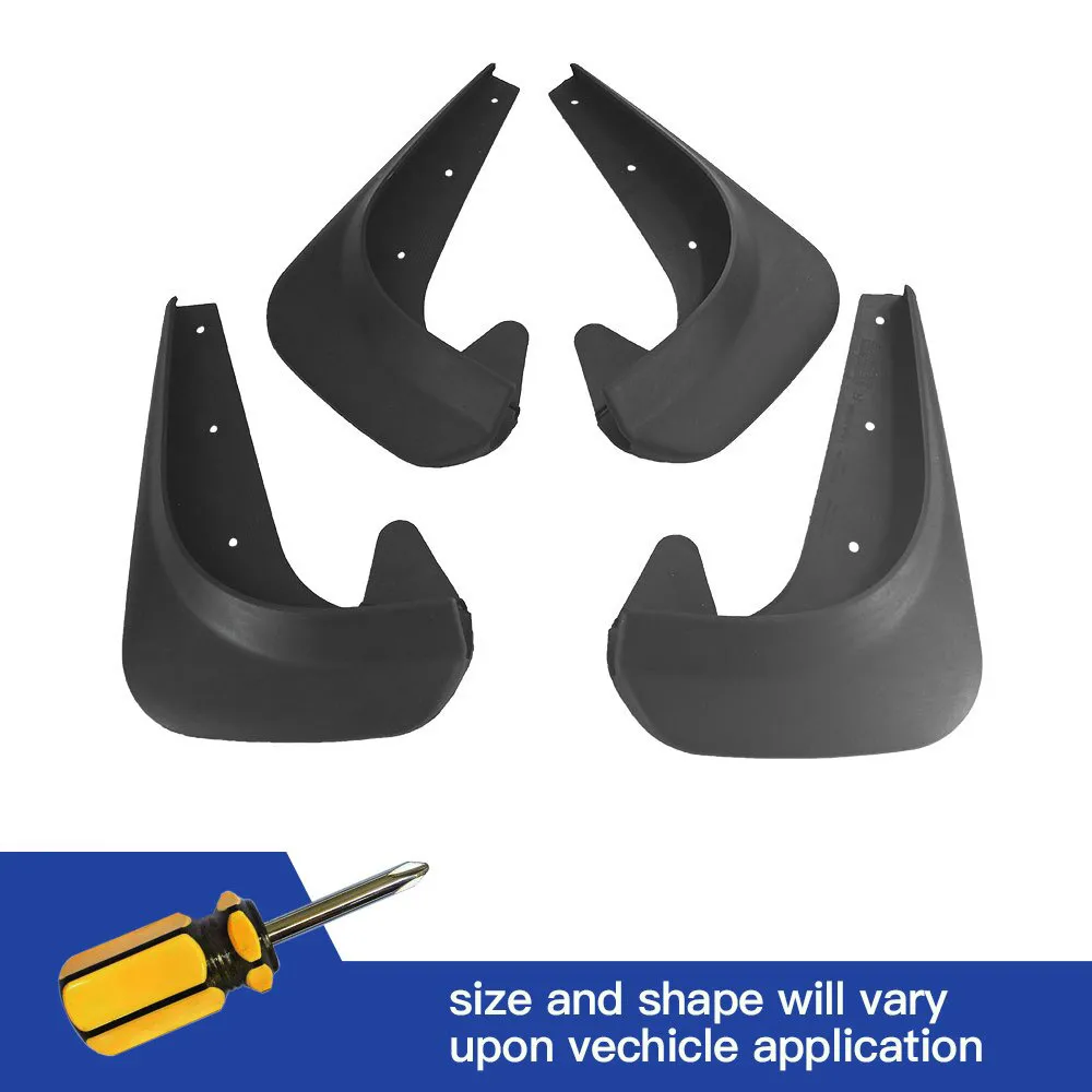 4Pcs Front & Rear Mud Flaps Splash Guards Mudguards Black Fit For Universal Car Soft ABS Small Size Fender 180mm 250mm