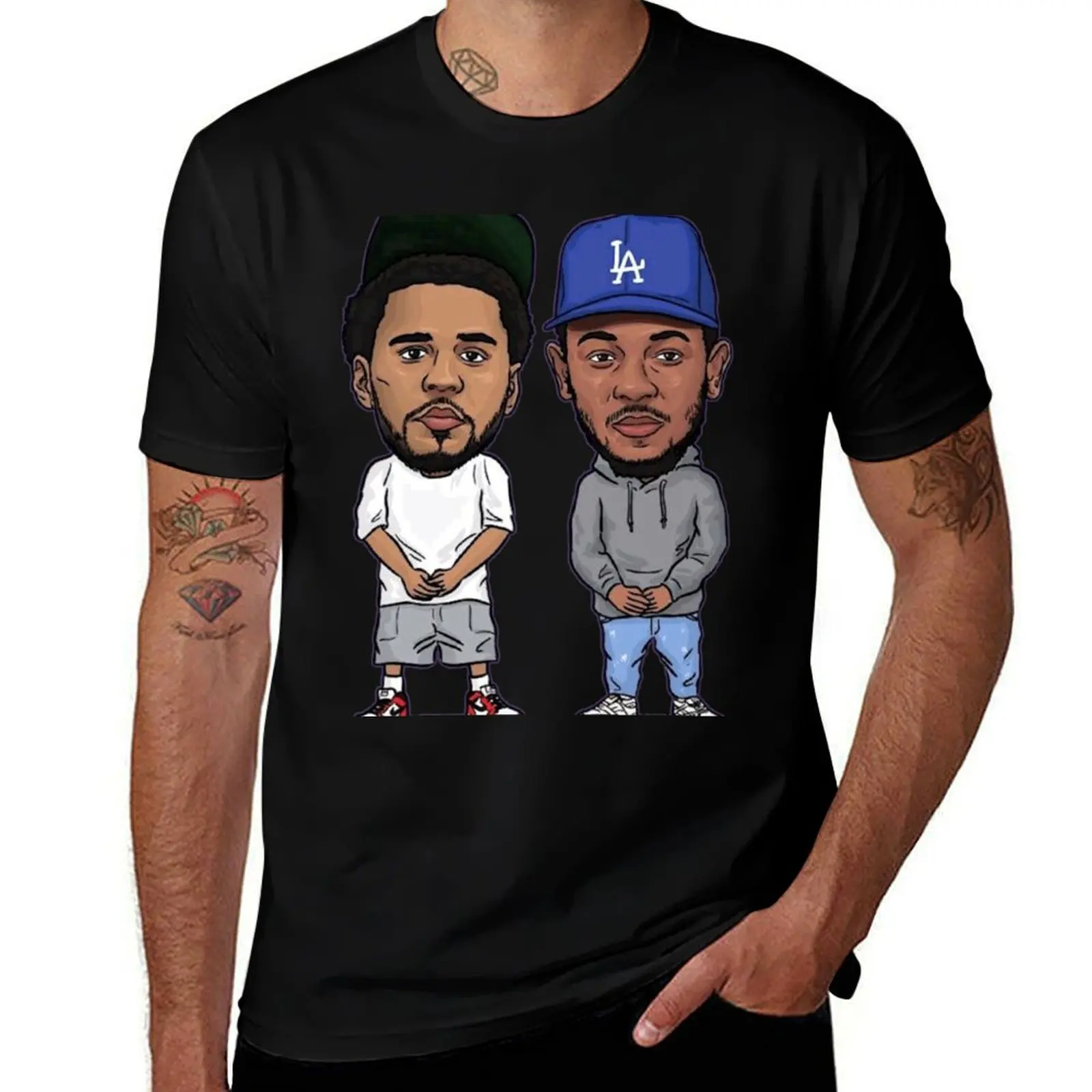 KENDRICK LAMAR & J.COLE T-Shirt Large Size Casual Short Sleeve Top T-Shirt