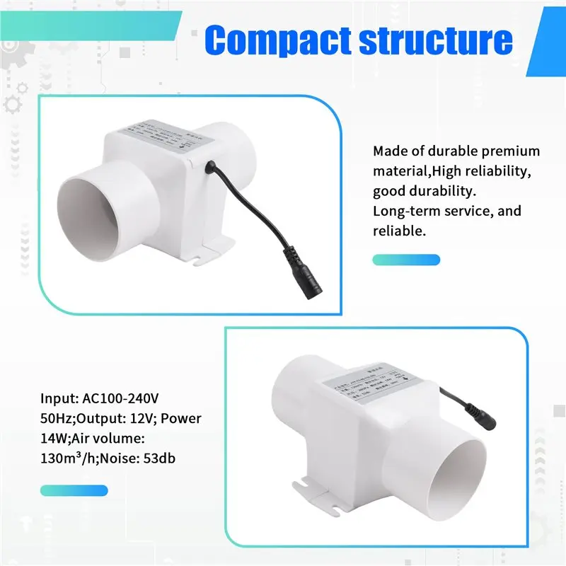 A76I-Low Noise 60Mm Extractor Fan Speed-Regulating Exhaust Fan Duct Hydroponic Air Blower For Home Bathroom Ventilation