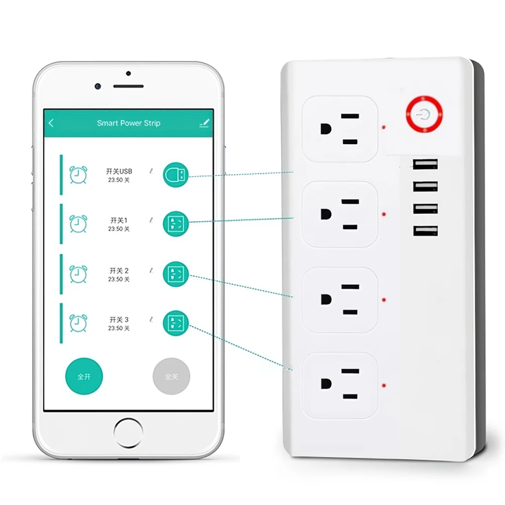 Imagem -05 - Tuya Zigbee Power Strip Barra de Alimentação Inteligente Extensão Múltipla Alexa Google Home Tomadas Usb ue Eua Brasil Plugs ac