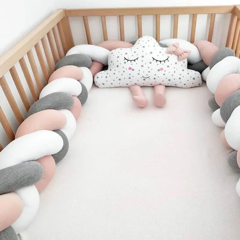 1-4M Baby Bumper Bed Braid Knot Pillow Cushion Bumper Tresse De Lit Bebe Crib Protector Cot Bumper Room Decor Crib Bedding Set