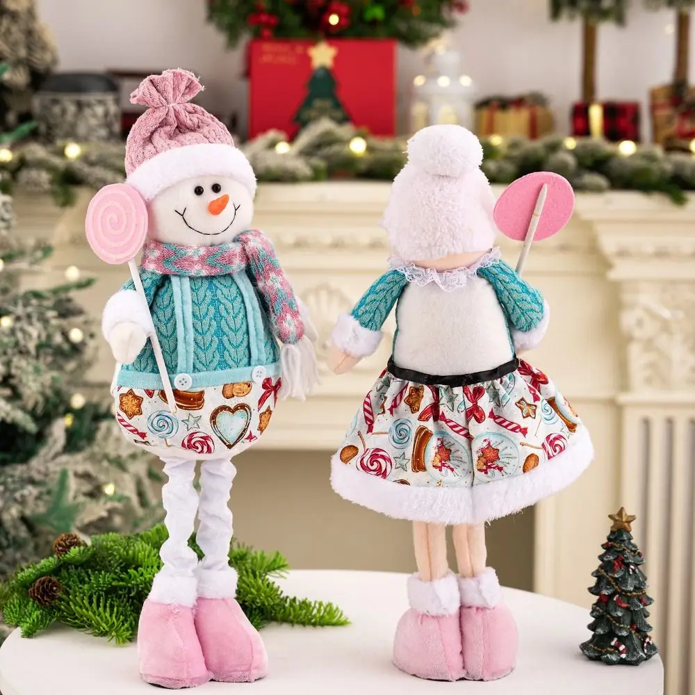

Creative Christmas Doll Ornaments Pink Cute Santa Claus Retractable Doll Telescopic Legs Standing