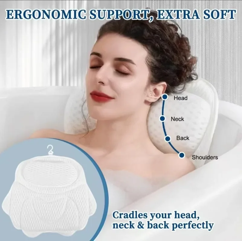 2026 Spa Spa Pool Memory Cotton Protection Cervical Massage Pillow with Suction Cup Hook Cushion Pillow New Butterfly Shaped Bat