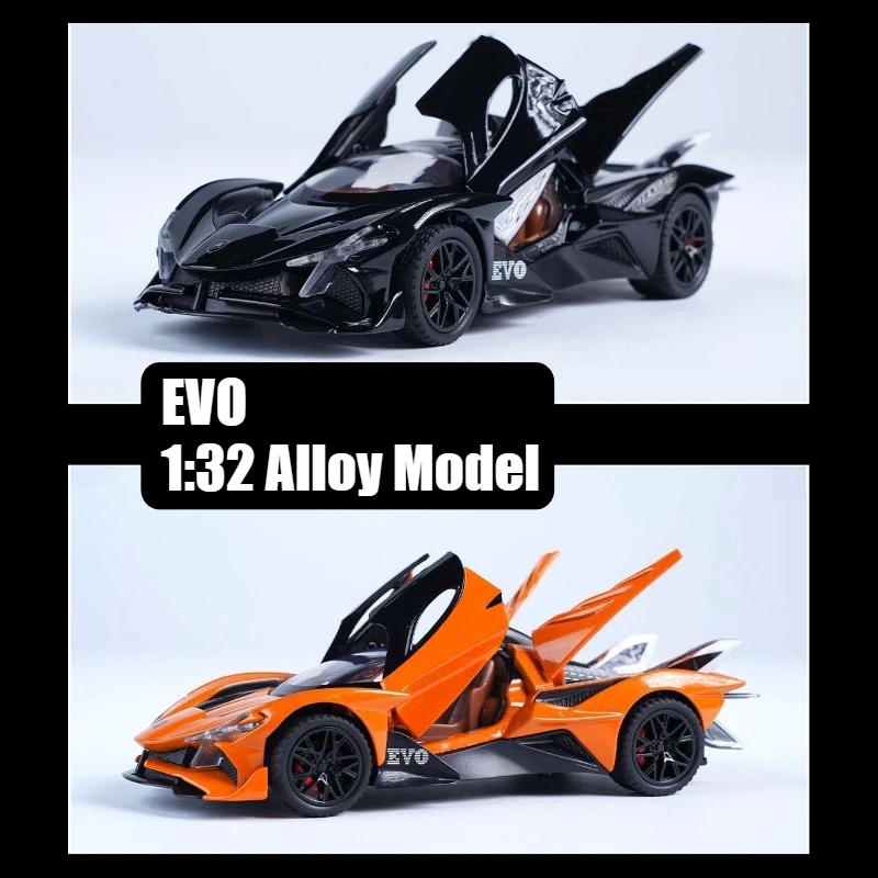 1:32 EVO Simulation Alloy Car Model Sound and Light Effect Pullback Desktop Ornament Toy Gift