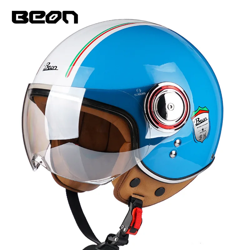 NONE Motorrad Helm 3/4 Open Face Vintage Casco Moto Männer Retro Moto Helm Sommer Roller Motorrad Reiten Helm Casque Moto 110B 8
