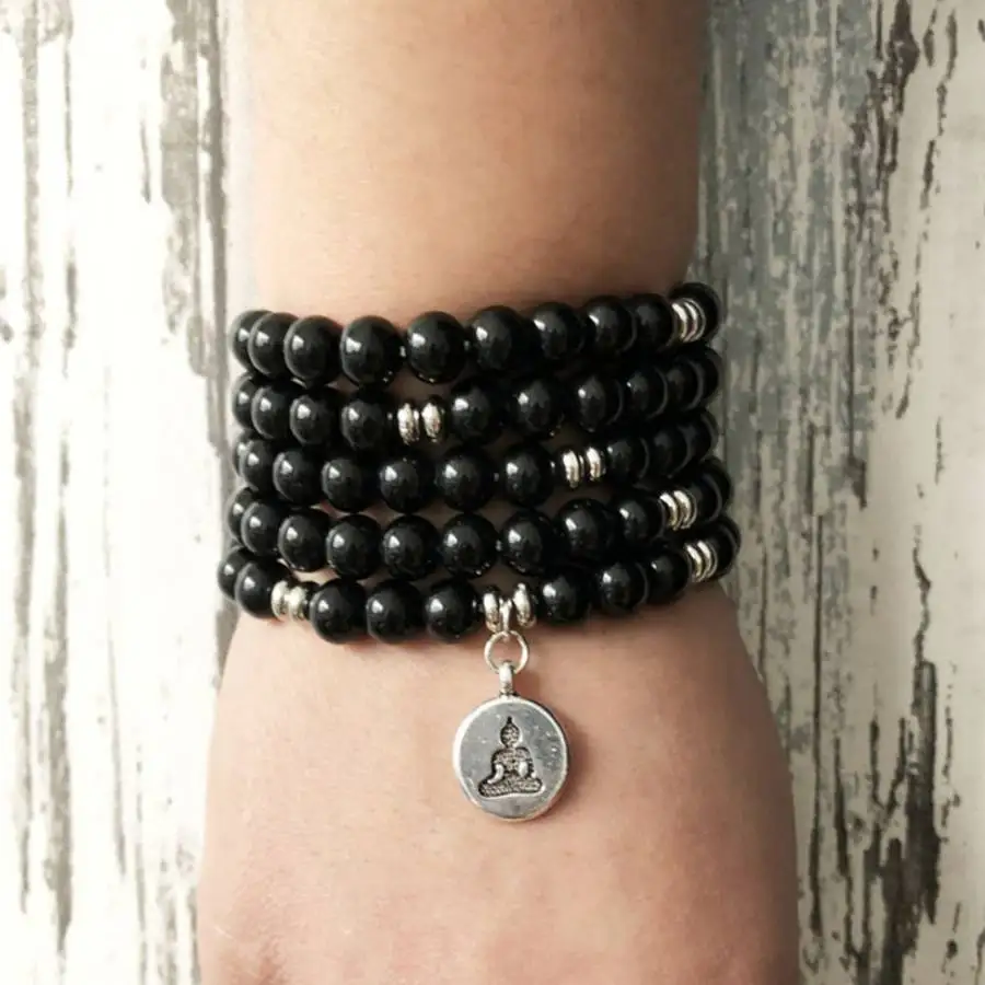 

Handmade natural stone bead 108 bracelet,men's cuff button bracelet,Ramadan prayer bead,women's meditation,holiday gift