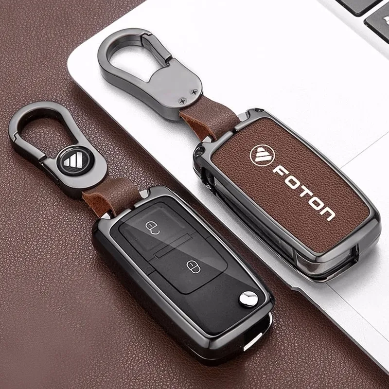 Zinc Alloy Leather Car Smart Remote Key Case Cover Protector Holder Shell For Foton Tunland Auman Toano Sauvana Auto Accessories