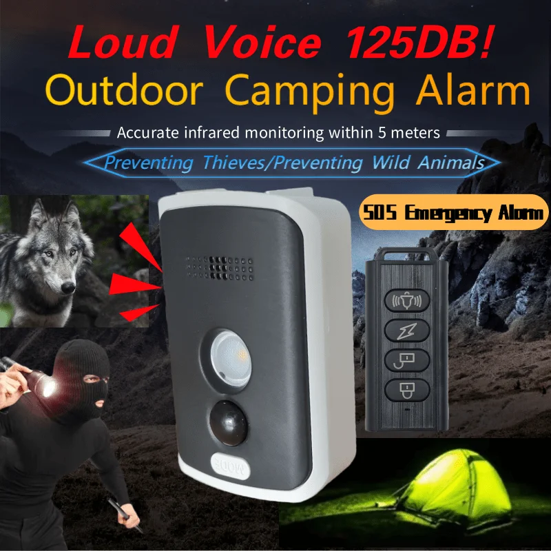 Wireless PIR Infrared Thermal Alarm Remote Control Outdoor Camping Anti-Animal Alarm Human Detection Sensor