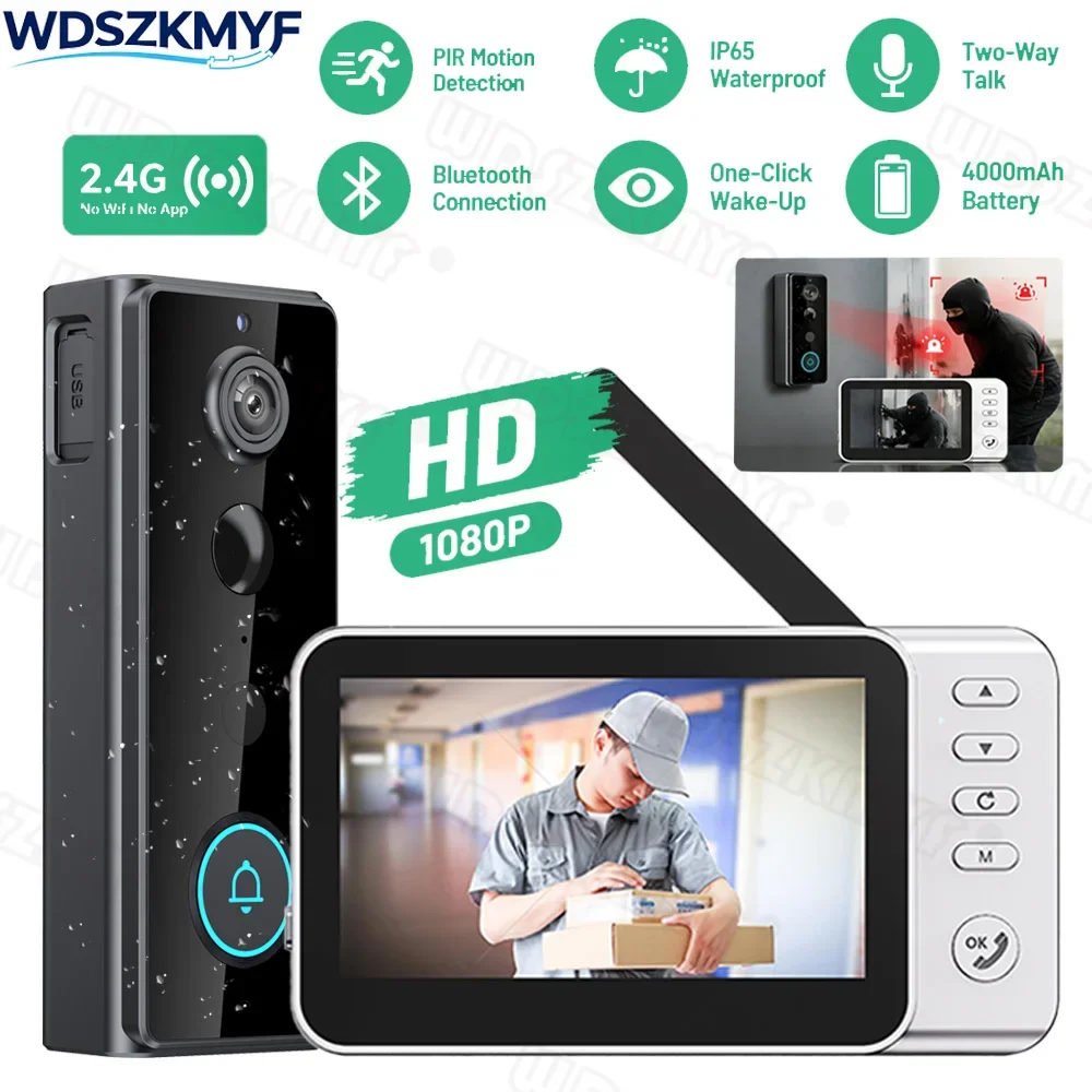 New Smart Wireless Doorbells Video Intercom Camera 4.3inch HD Screen Inteligente Night Vision For Security Home Apartment