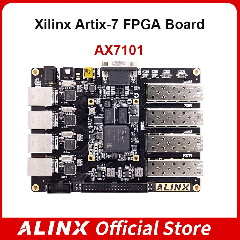Kit di valutazione FPGA ALINX AX7101 Scheda di sviluppo XILINX Artix-7 SFP XC7A100T A7 SOM Gigabit Ethernet di livello industriale