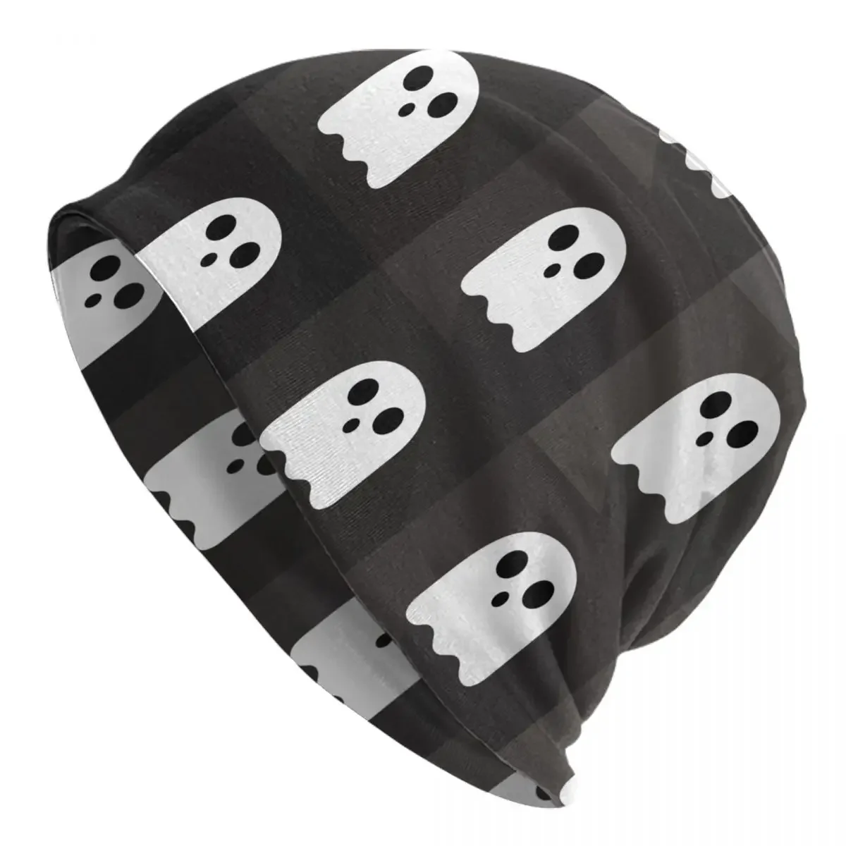 Cute Ghost Halloween Pattern Bonnet Hats Knit Hat Vintage Street Skullies Beanies Hat Men's Women's Warm Dual-use Cap