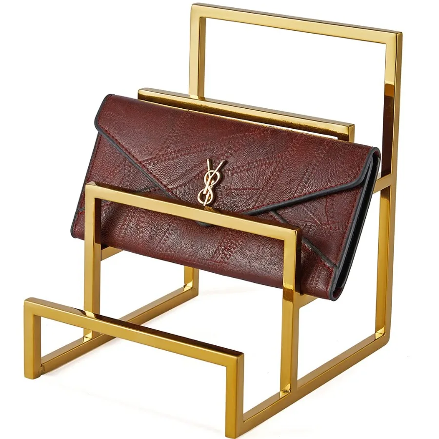 

Polished Gold 3Layer Wallet Display Rack Metal Clutch Holder Retail Store Wallet Display Rack Show Wallet Rack