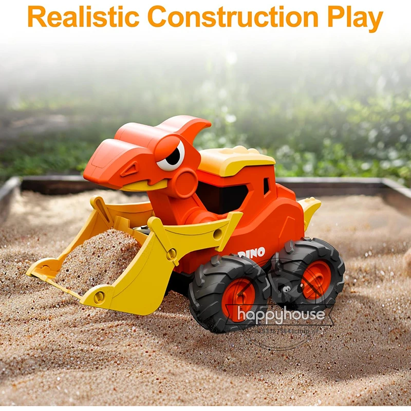 Dinosaur Truck Toys for Toddler Dino Press Go Racing Cars Kids Construction Sandbox Vehicles Playset, Baby Push Go Friction Car