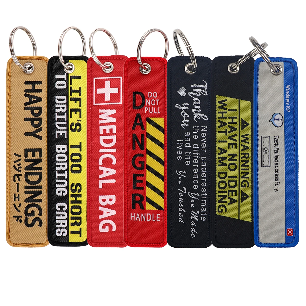 

Warning Quotes Embroidery Key Fob For Motorcycles Cars Backpack Chaveiro Keychain Fashion Keyring Gift for Men Women Accessories