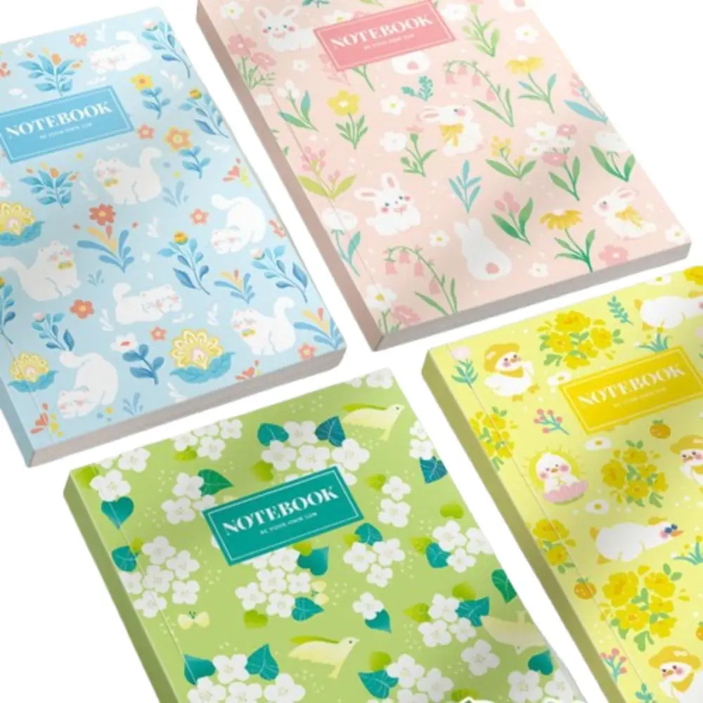 2pcs Stationery B5 Diary Notebook Horizontal Line Cartoon Meeting Minutes Book Flower Animal School Supplies Student