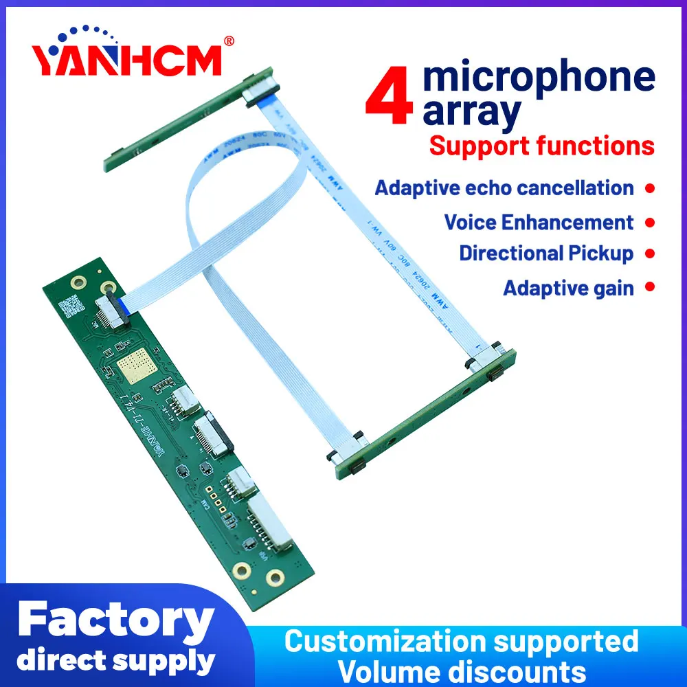 Microfoonmodule 4 Mic Array AEC AGC USB Plug-and-Play Driverloos Spraakconferentiesystemen Robots Kiosken Gebouw Intercomsysteem