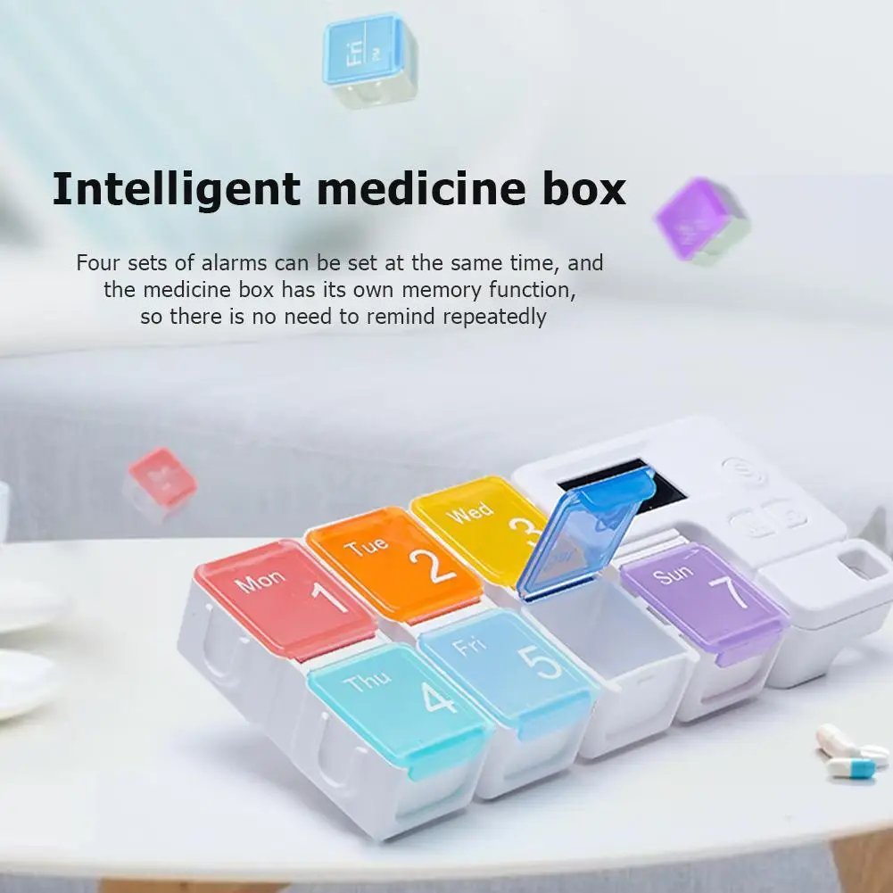 

Smart 7-Day Pill Storage Box Electronic Timing Reminder Medicine Boxes Alarm Timer Pills Organizer Pill Drug Container