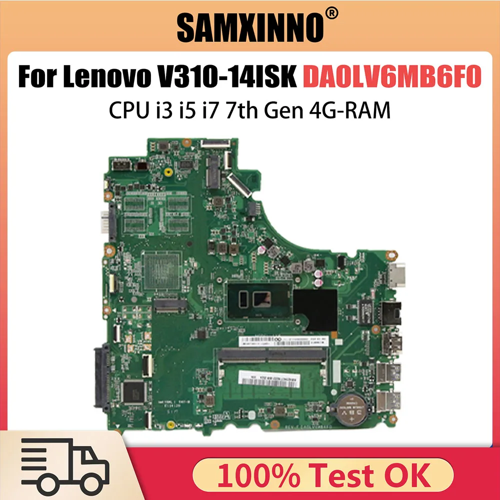 DA0LV6MB6F0 Mainboard For Lenovo V310-14ISK V310-14IKB V510-14IKB Laptop Motherboard With CPU i3  7th Gen 4G-RAM