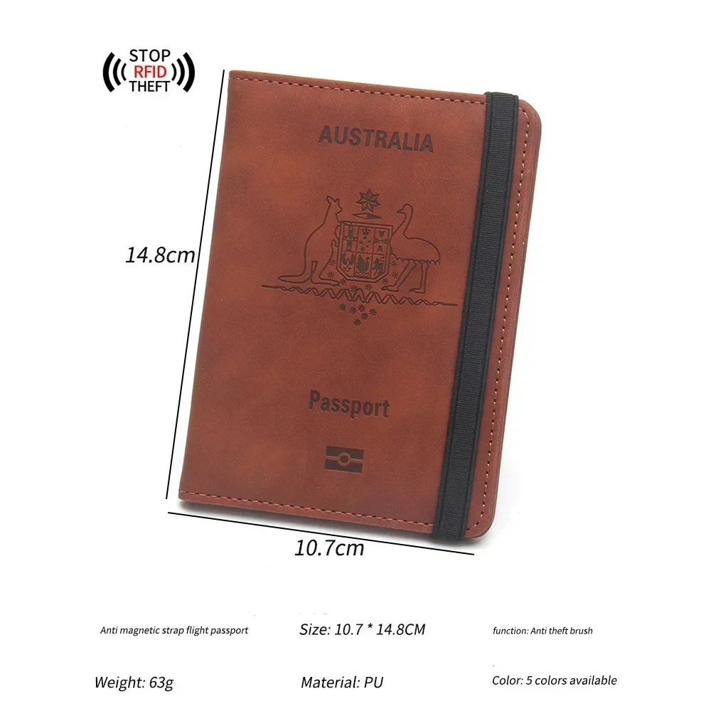 Funda de pasaporte de viaje de Australia antimagnética para mujer, rosa, soporte de pasaporte australiano, funda para pasaporte, billetera