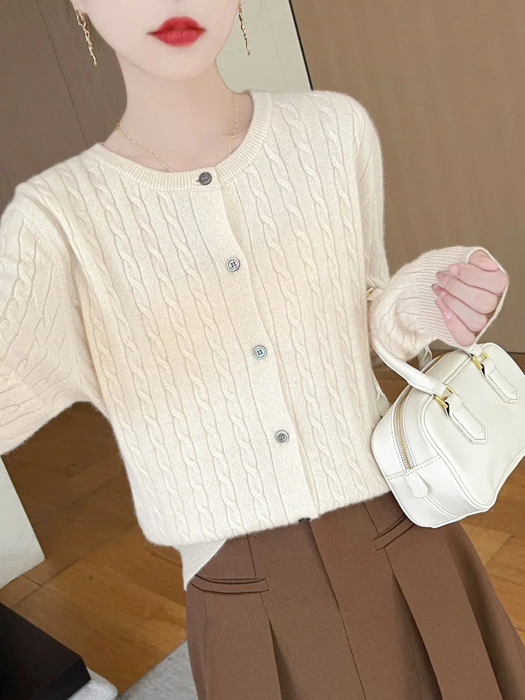 Early Autumn Boutique Knit Cardigan Round Neck Thin Casual Fashion Loose Comfortable Long Sleeve Cardigan For Women-ZD3001