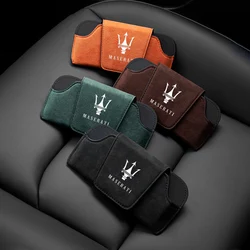Suede Leather Car Sun Visor Glasses Case Eyeglass Holder Sunglasses For Maserati Quattroporte Spyder Levante Coupe GranTurismo