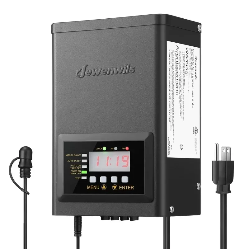 

DEWENWILS 200W Low Voltage Transformer with Timer and Photocell Sensor, 120V AC to 12V/14V AC, Landscape Lighting Transformer