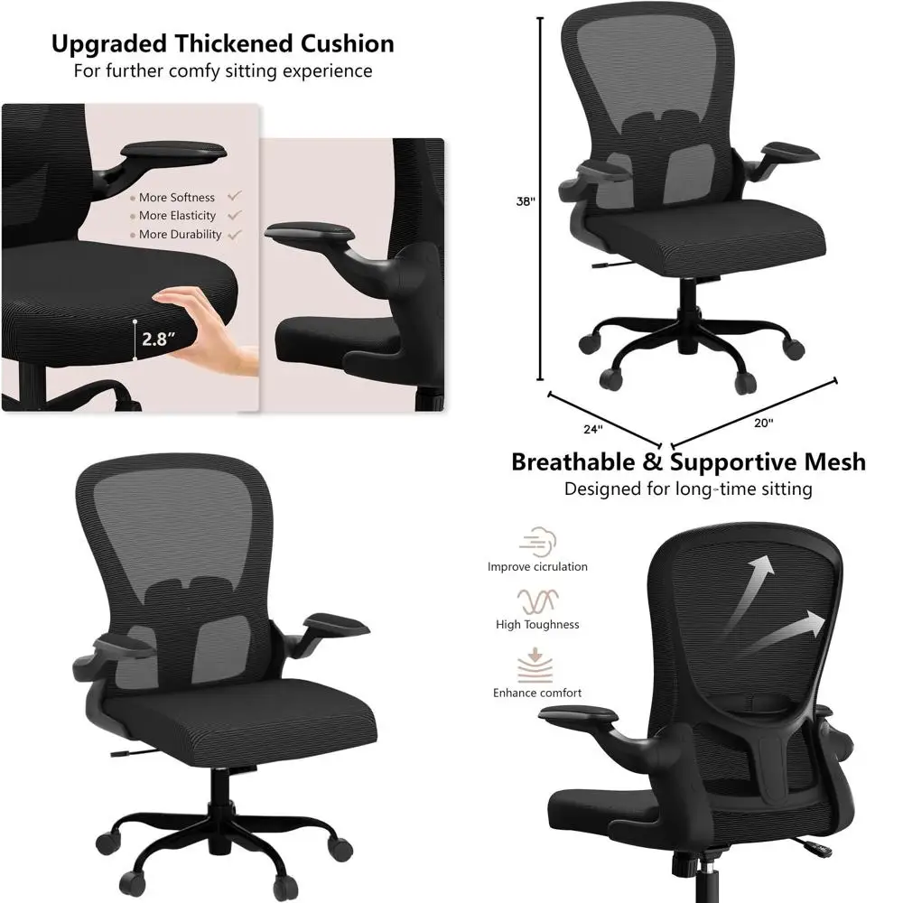 Ergonomic Swivel Task Chair: Comfortable Mesh Office Chair with Lumbar Support and Adjustable Features