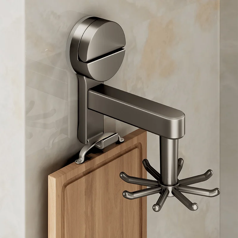 Suction Cup Kitchen Storage Rack - No Need For Drilling Installation 360 ° Rotating Hook Durable Plastic Hook For Kitchen