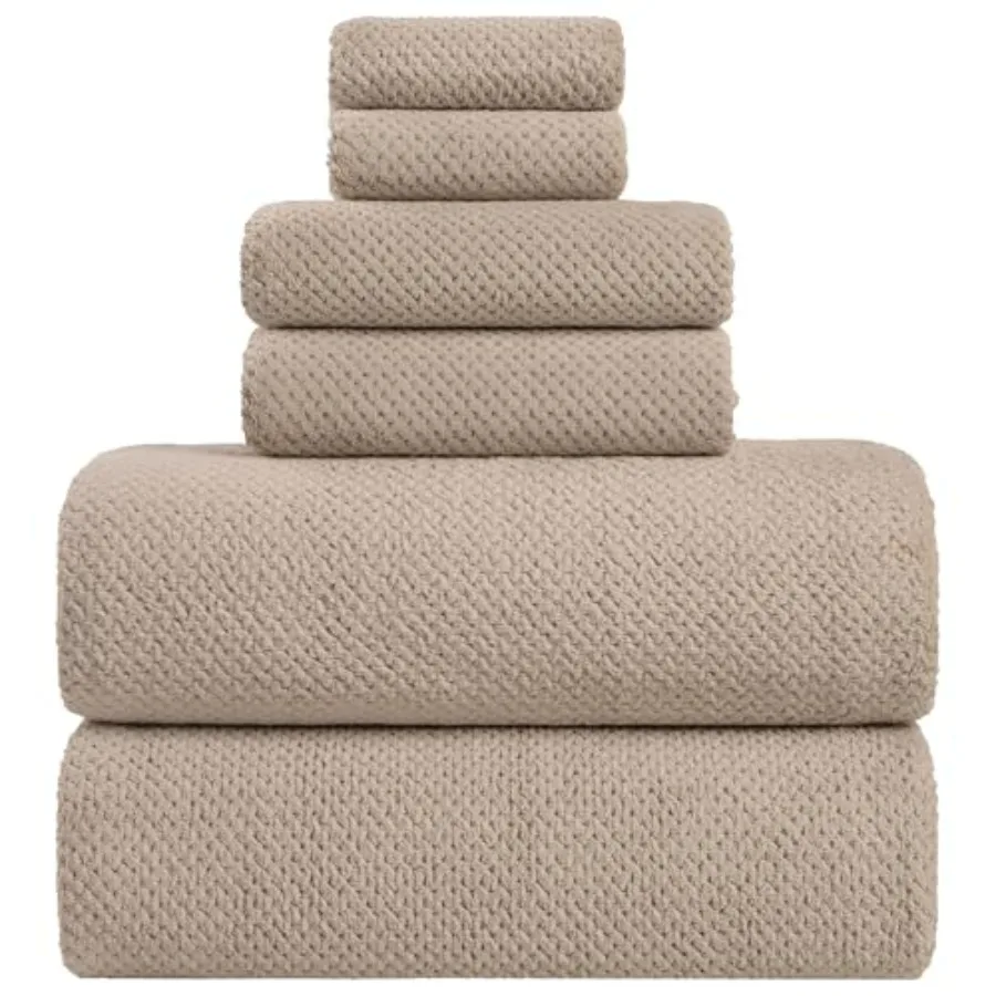 Bath Sheets 40x80 Inches Extra Large Bath Towels Set of 6 for Bathroom Use, Microfiber Material, Beige Color, Super Soft Absorb
