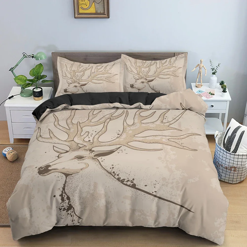 Cute Cartoon Animal Deer Cozy Comfortable Duvet Quilt Cover Pillowcase Bedding Set Children Bedroom Decoration Home Textile