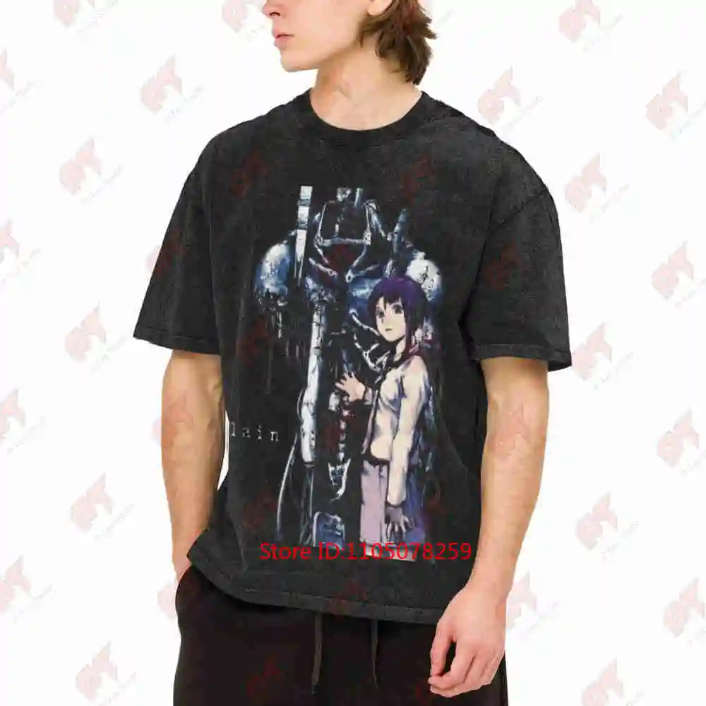 Serial Experiments Lain Anime Vintage Washed Tee Pure Cotton T-Shirt