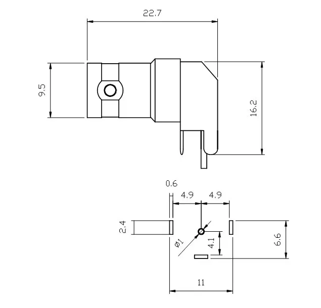 100PCS Copper BNC Female Right Angle Solder Solding PCB Mount RF Connector Adapter Connector Plug