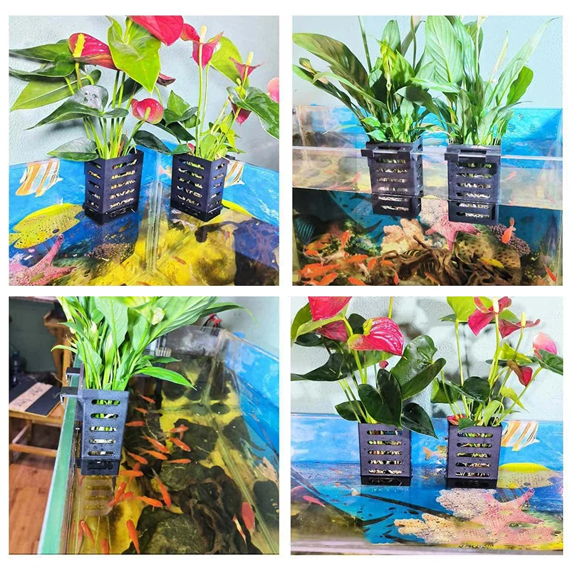 Floating Hanging Aquarium Plant Holder Hooks Aquatic Plant Pot Aquarium Planter Cups Planter Baskets Aquascape Decorations