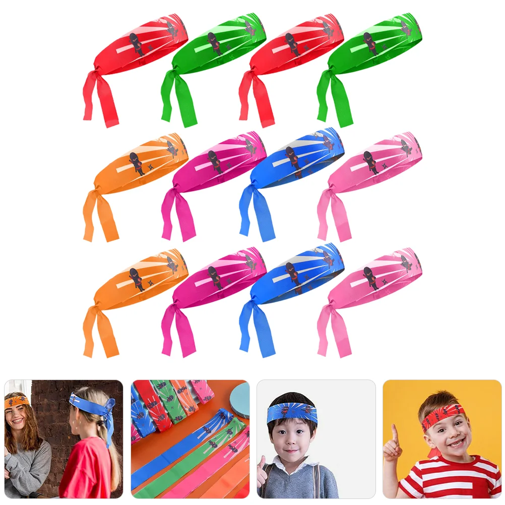 12 Pcs Reusable Sports Headbands Ninja Karate Ties Child Breathable Decorative Samurai Accessories Wide Band for Kids