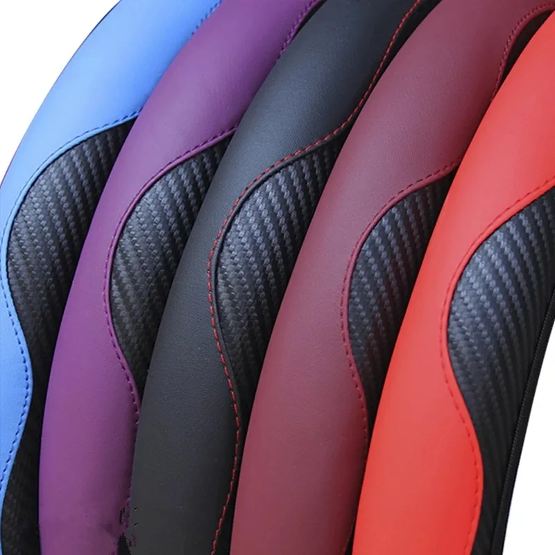 Car Steering Wheel Cover Breathable Anti Slip PU Leather Steering Covers Suitable 37-38cm Auto Decoration Car Accessories