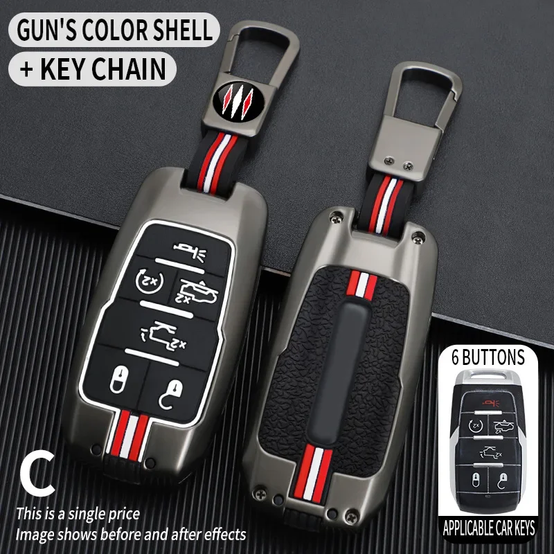 3/4/5/6 botones para Dodge Ram 1500 Pickup TRX Rebel Ram 2500 3500 4500 5500 2019 2020 2021 cubierta de Metal para llave de coche carcasa Fob