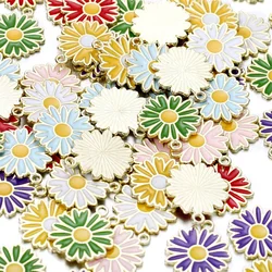 10Pcs Enamel Daisy Flower Charms Necklace Pendants Earrings DIY Colorful Mini Handmade Jewelry Bracelets Making Finding Supplies