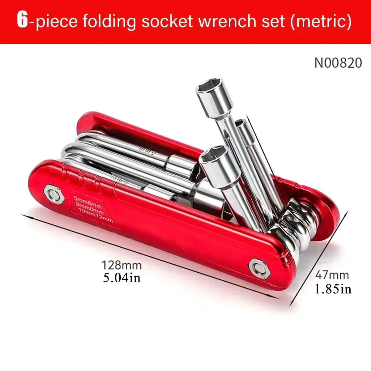 6 in 1 Folding Socket Wrench Set Nut Driver Portable Allen Screwdrivers Hexagonal Screw Key Multifunction Household Hand Tools