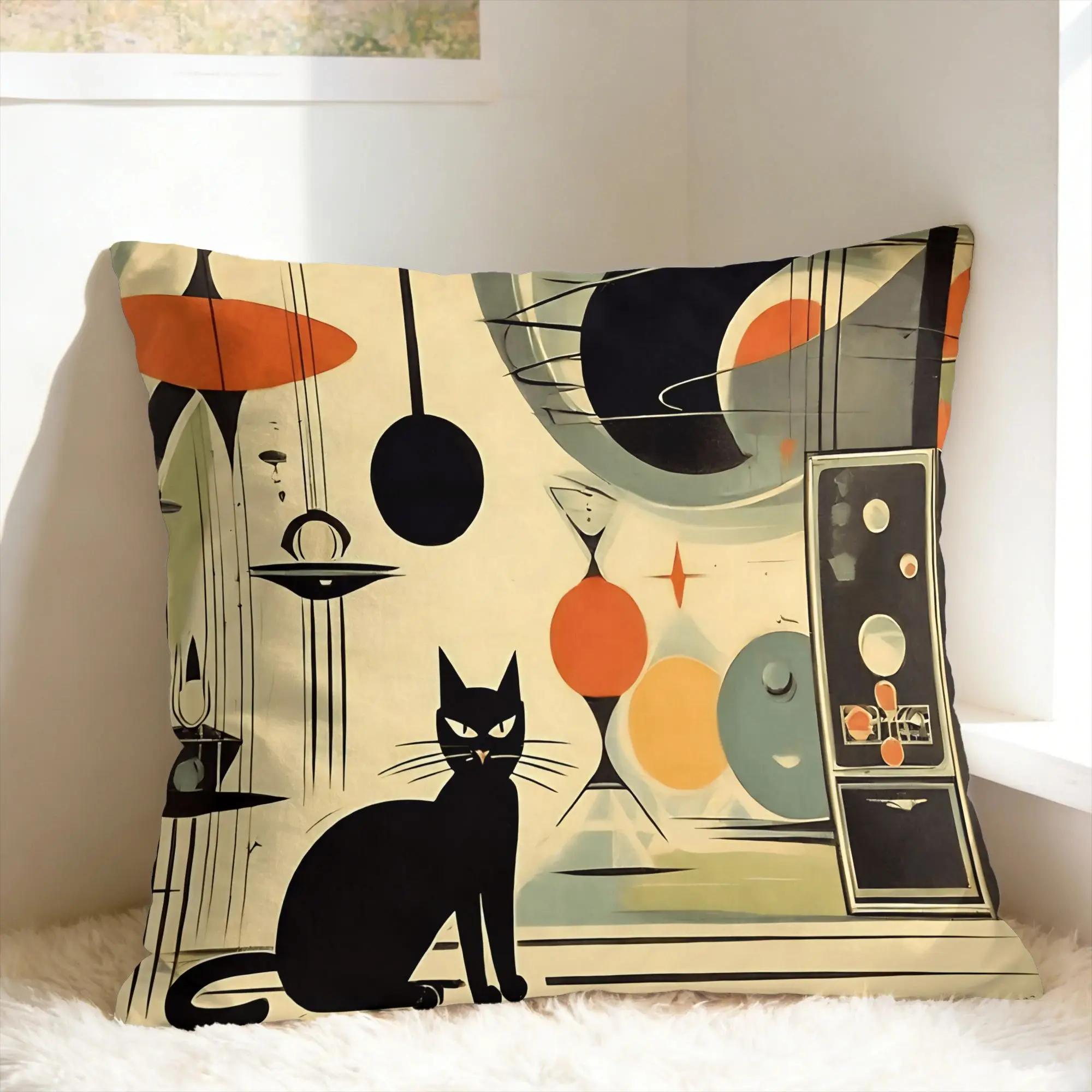 Black Cat Pillow Case  Funny Pillow Cover Soft Pillowcases For Couch Sofa Bedroom