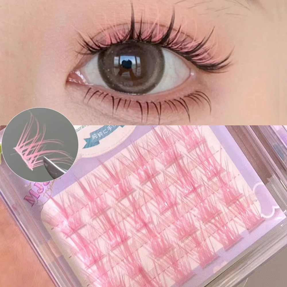 New 24 Clusters Colored 3d Eyelashes Pink/White/Blue/Purple Segmented Eyelashes DIY Makeup Eyelash Accessories For Women