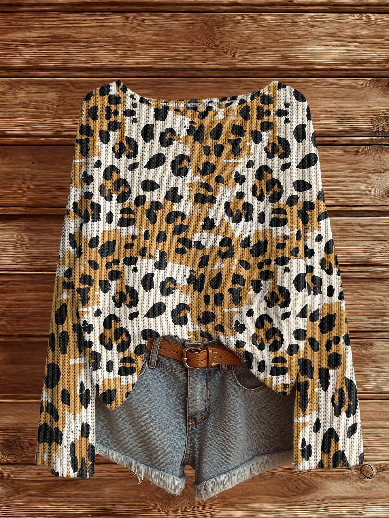 Otoño Invierno suéter de leopardo mujeres Vintage pulóver suéteres Top de punto Merch moda Casual HipHop Chic Jumpers