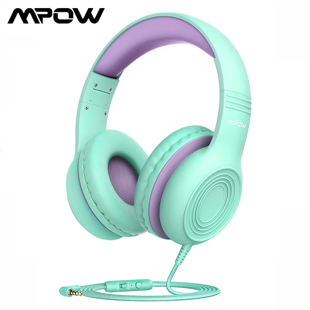 Mpow CH6S Cute Kids Headsets Foldable Over-Ear Headphones with 85dB Volume Limited Hearing Protection Headphones With Microphone