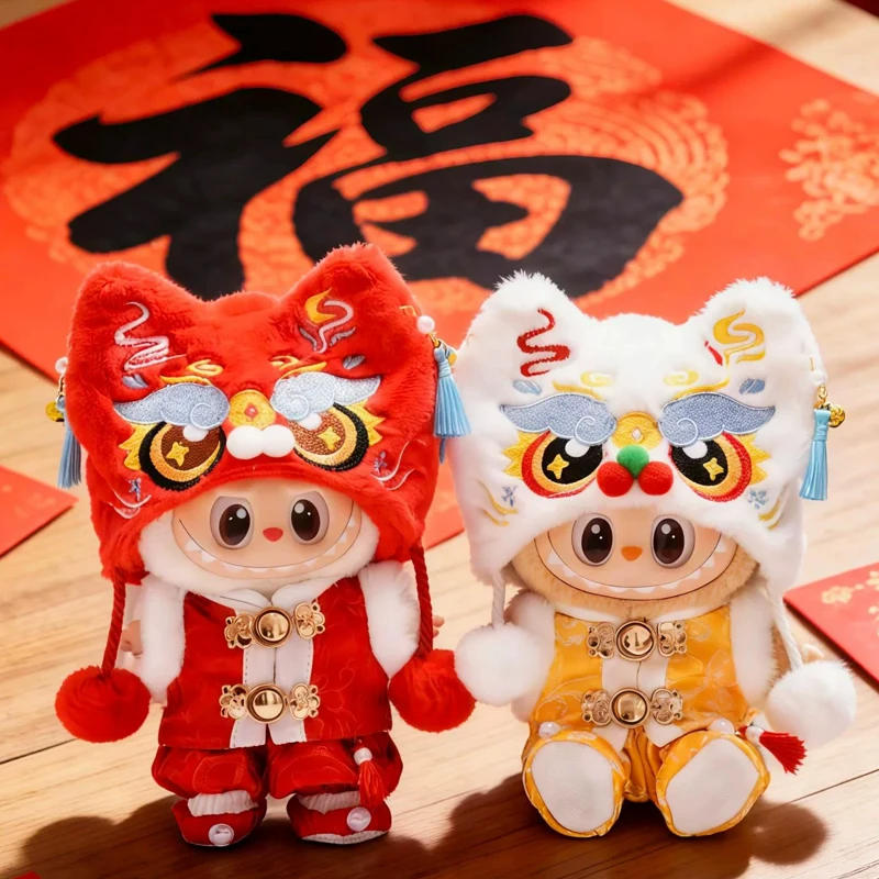 New Year Outfit For Labubu 17cm Doll Clothes Chinese Spring Festival Antique Clothes For Labubu Doll Accessories